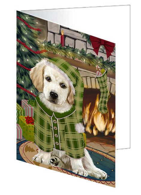 The Stocking was Hung American Eskimo Dog Handmade Artwork Assorted Pets Greeting Cards and Note Cards with Envelopes for All Occasions and Holiday Seasons GCD69995