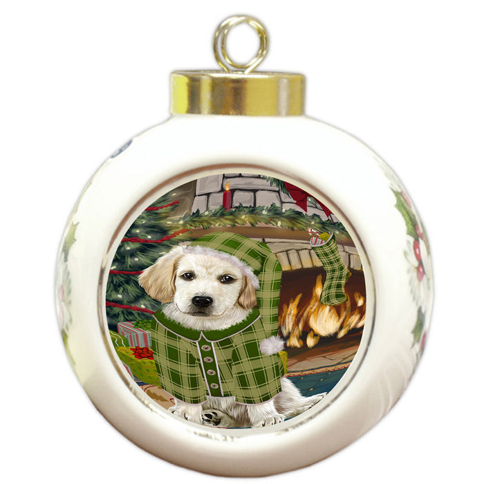 The Stocking was Hung Labrador Dog Round Ball Christmas Ornament RBPOR55707