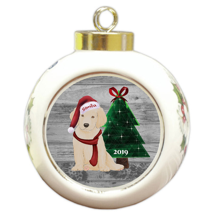 Custom Personalized Labrador Dog Glassy Classy Christmas Round Ball Ornament