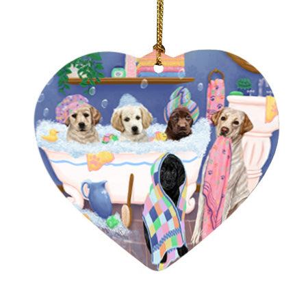 Rub A Dub Dogs In A Tub Labradors Dog Heart Christmas Ornament HPOR57155
