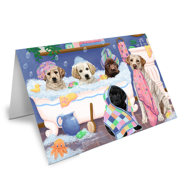 Rub A Dub Dogs In A Tub Labradors Dog Handmade Artwork Assorted Pets Greeting Cards and Note Cards with Envelopes for All Occasions and Holiday Seasons GCD74912
