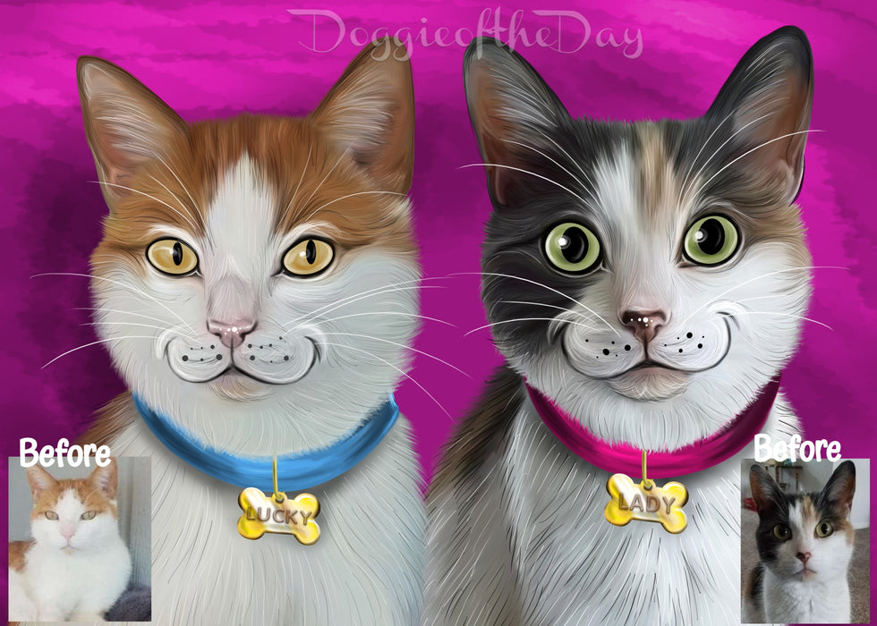 Digital Painting PERSONALIZED Caricature PET PORTRAIT! Custom Pet Dog or Cat Art