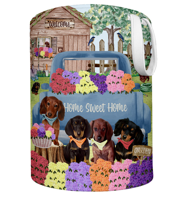 Rhododendron Home Sweet Home Garden Blue Truck Dachshund Dog Foldable Laundry Basket