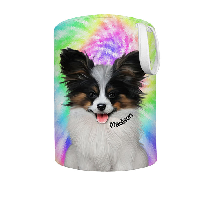 Personalized Foldable Laundry Basket Custom Rainbow Tie Dye Add Your Photo All Over Print