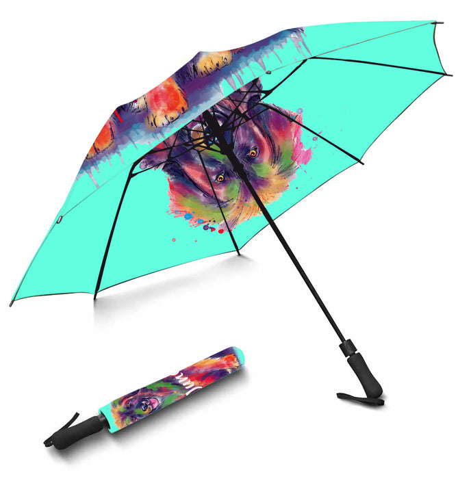Custom Pet Name Personalized Watercolor Leonberger DogSemi-Automatic Foldable Umbrella