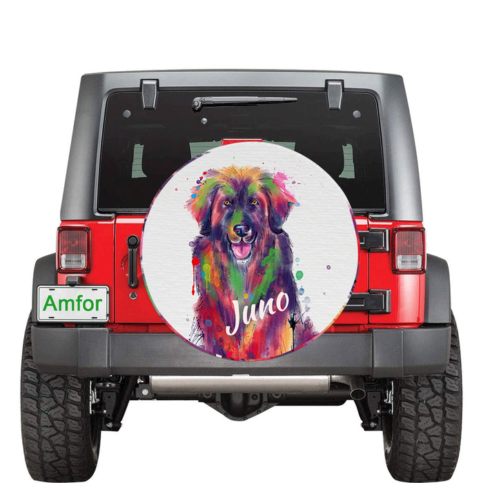 Custom Pet Name Personalized Watercolor Leonberger Dog Car Tire Cover