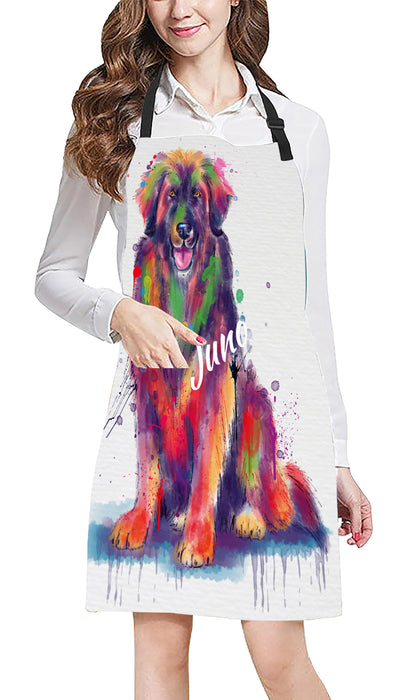 Custom Pet Name Personalized Watercolor Leonberger Dog Apron