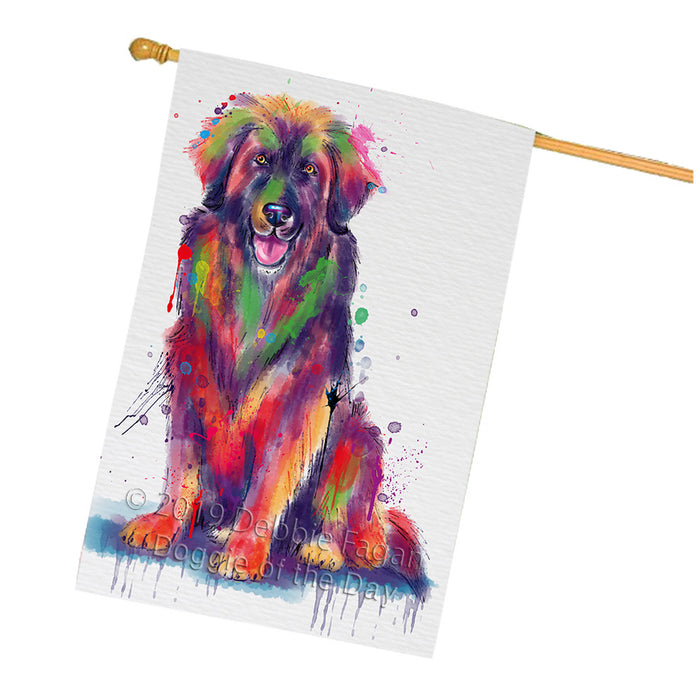 Watercolor Leonberger Dog House Flag FLG66425