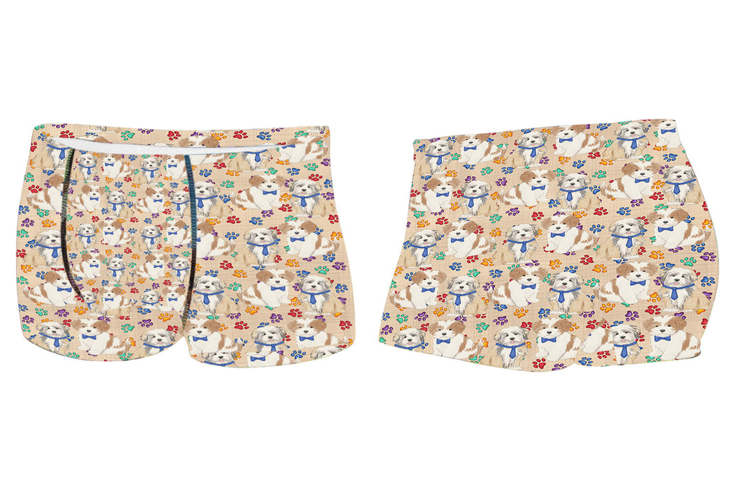 Rainbow Paw Print Lhasa Apso Dogs BlueMen's All Over Print Boxer Briefs