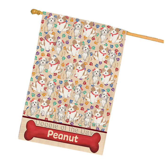 Rainbow Paw Print Lhasa Apso Dogs House Flag FLG65340