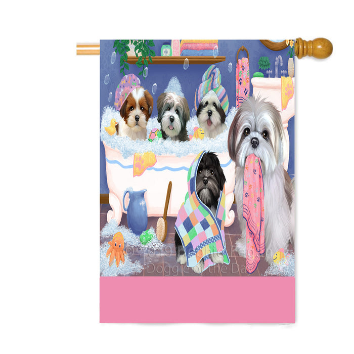 Personalized Rub A Dub Dogs In A Tub Lhasa Apso Dogs Custom House Flag FLG64352