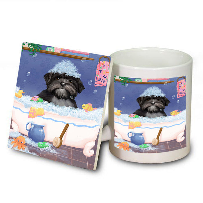 Rub A Dub Dog In A Tub Lhasa Apso Dog Mug and Coaster Set MUC57386