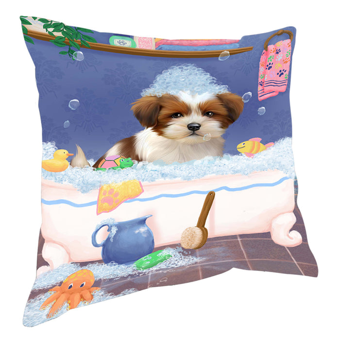Rub A Dub Dog In A Tub Lhasa Apso Dog Pillow with Top Quality High-Resolution Images - Ultra Soft Pet Pillows for Sleeping - Reversible & Comfort - Ideal Gift for Dog Lover - Cushion for Sofa Couch Bed - 100% Polyester, PILA90628