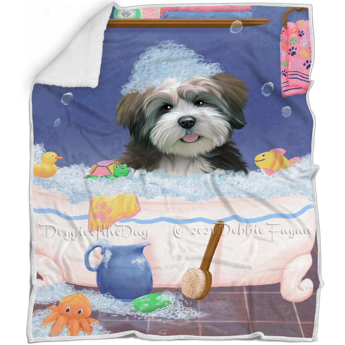 Rub A Dub Dog In A Tub Lhasa Apso Dog Blanket BLNKT143101