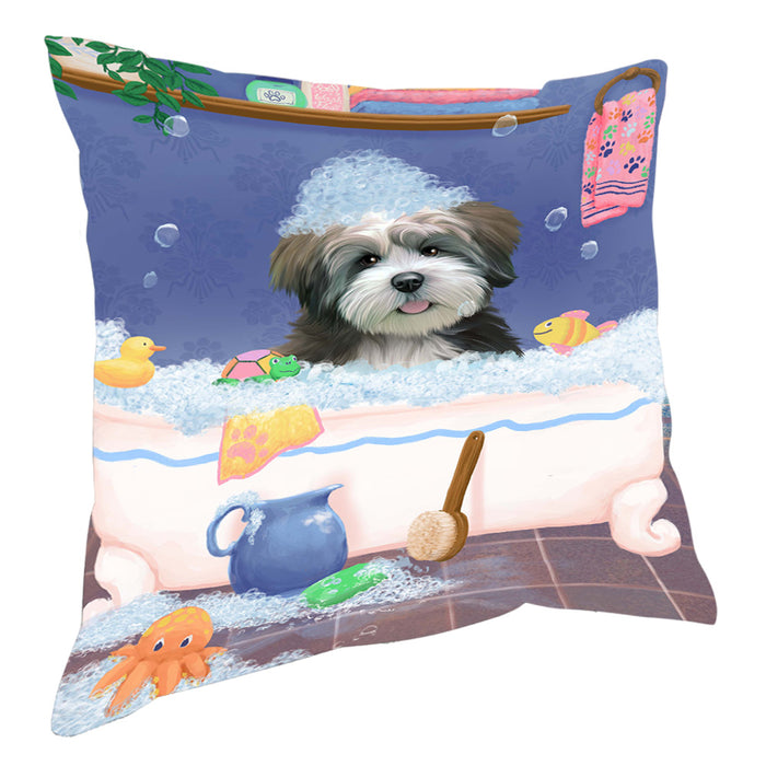 Rub A Dub Dog In A Tub Lhasa Apso Dog Pillow with Top Quality High-Resolution Images - Ultra Soft Pet Pillows for Sleeping - Reversible & Comfort - Ideal Gift for Dog Lover - Cushion for Sofa Couch Bed - 100% Polyester, PILA90631