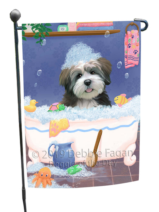 Rub A Dub Dog In A Tub Lhasa Apso Dog Garden Flag GFLG66248