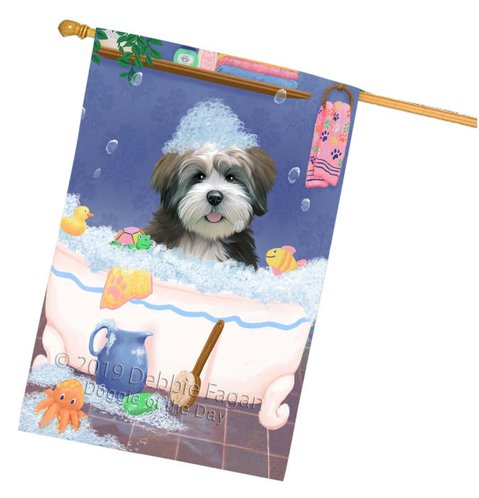 Rub A Dub Dog In A Tub Lhasa Apso Dog House Flag FLG66304