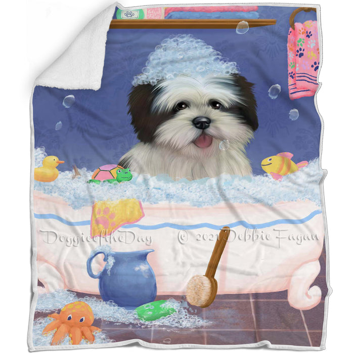 Rub A Dub Dog In A Tub Lhasa Apso Dog Blanket BLNKT143102
