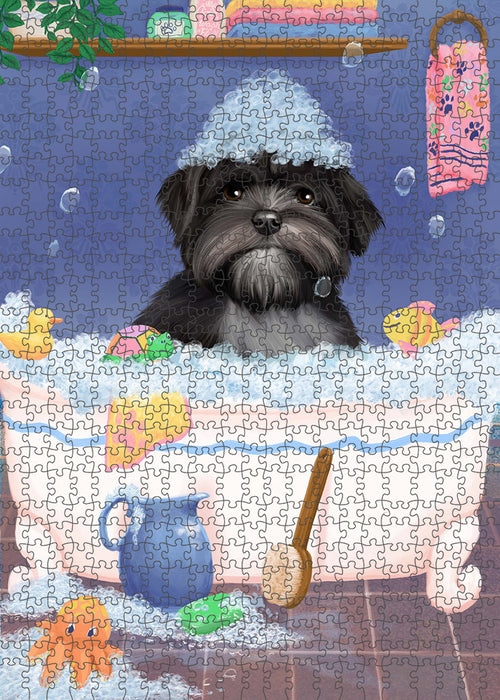 Rub A Dub Dog In A Tub Lhasa Apso Dog Portrait Jigsaw Puzzle for Adults Animal Interlocking Puzzle Game Unique Gift for Dog Lover's with Metal Tin Box PZL306