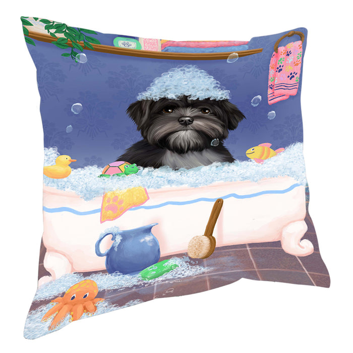 Rub A Dub Dog In A Tub Lhasa Apso Dog Pillow with Top Quality High-Resolution Images - Ultra Soft Pet Pillows for Sleeping - Reversible & Comfort - Ideal Gift for Dog Lover - Cushion for Sofa Couch Bed - 100% Polyester, PILA90637