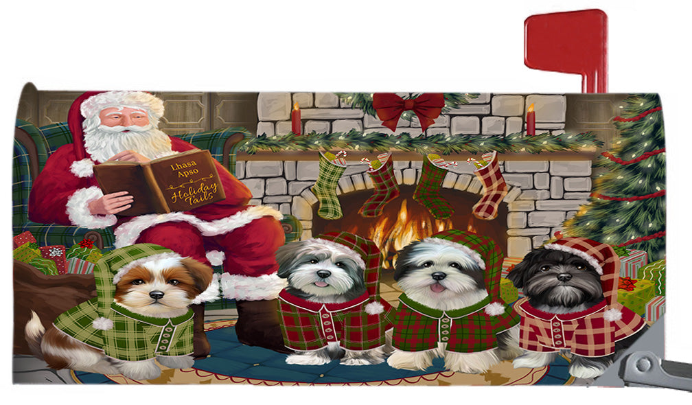 Christmas Cozy Holiday Fire Tails Lhasa Apso Dogs 6.5 x 19 Inches Magnetic Mailbox Cover Post Box Cover Wraps Garden Yard Décor MBC48914