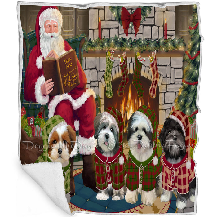 Christmas Cozy Holiday Tails Lhasa Apsos Dog Blanket BLNKT115635