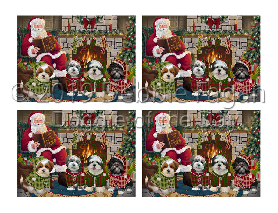 Christmas Cozy Holiday Fire Tails Lhasa Apso Dogs Placemat
