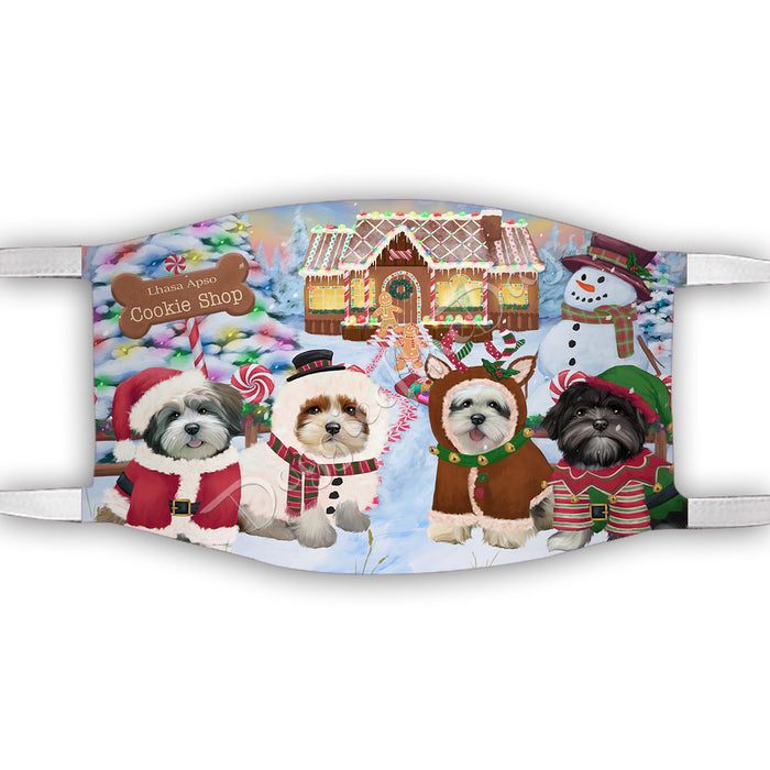 Holiday Gingerbread Cookie Lhasa Apso Dogs Shop Face Mask FM48909