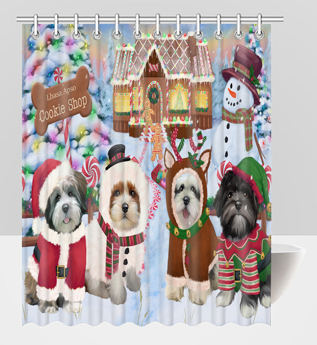 Holiday Gingerbread Cookie Lhasa Apso Dogs Shower Curtain