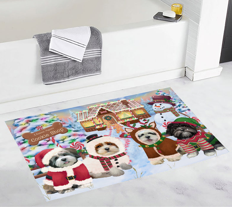 Holiday Gingerbread Cookie Lhasa Apso Dogs Bath Mat