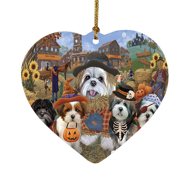 Halloween 'Round Town Lhasa Apso Dogs Heart Christmas Ornament HPOR57508
