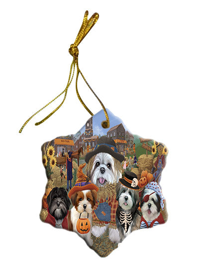 Halloween 'Round Town Lhasa Apso Dogs Star Porcelain Ornament SPOR57508