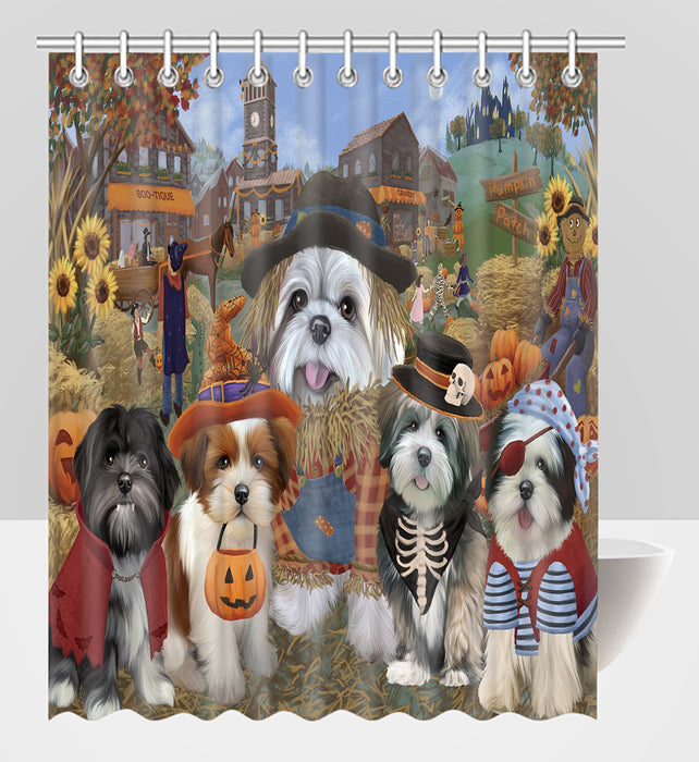 Halloween 'Round Town Lhasa Apso Dogs Shower Curtain