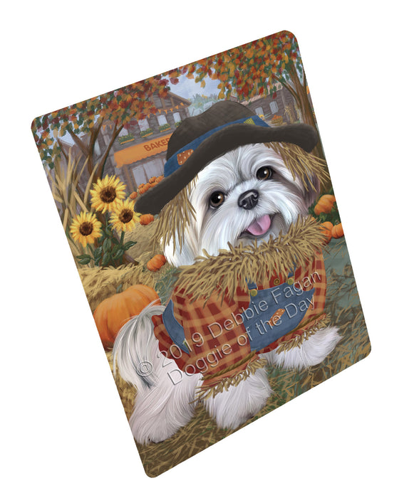 Halloween 'Round Town And Fall Pumpkin Scarecrow Both Lhasa Apso Dogs Large Refrigerator / Dishwasher Magnet RMAG104844