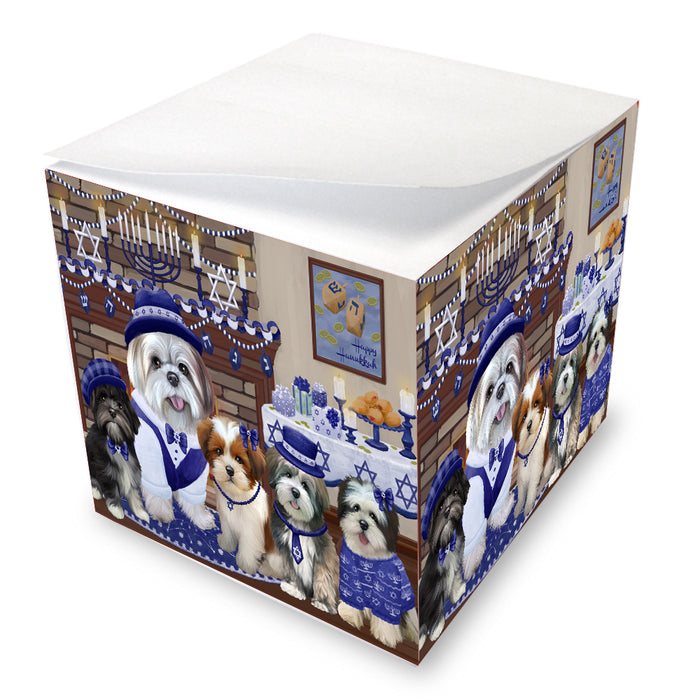 Happy Hanukkah Family Lhasa Apso Dogs note cube NOC-DOTD-A56658