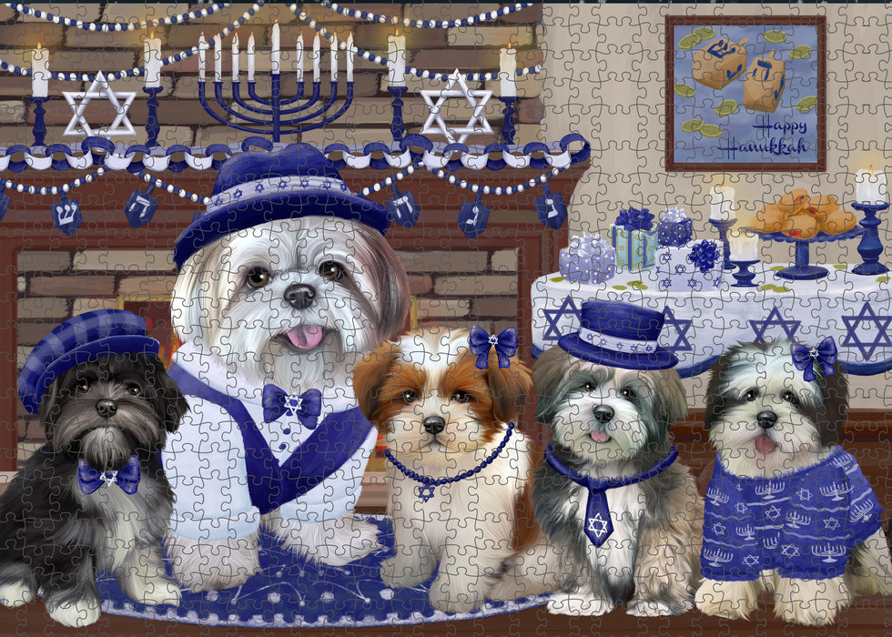 Happy Hanukkah Family and Happy Hanukkah Both Lhasa Apso Dogs Puzzle with Photo Tin PUZL96828