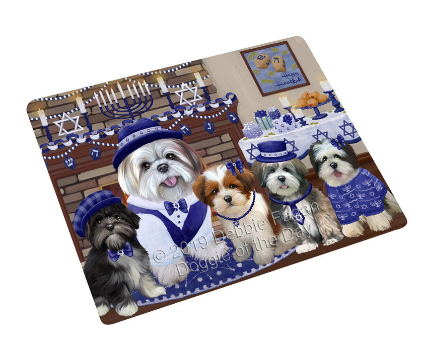 Happy Hanukkah Family and Happy Hanukkah Both Lhasa Apso Dogs Magnet MAG77689 (Small 5.5" x 4.25")