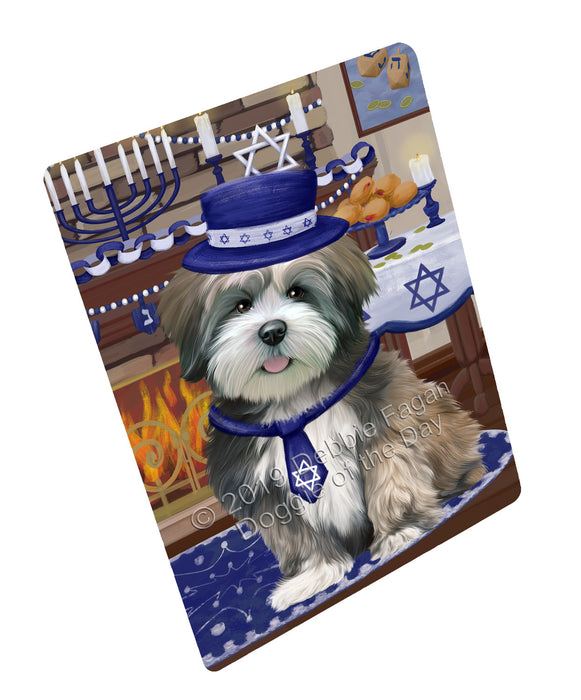 Happy Hanukkah Family and Happy Hanukkah Both Lhasa Apso Dog Cutting Board C77521
