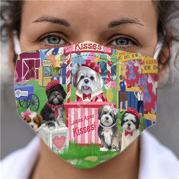 Carnival Kissing Booth Lhasa Apso Dogs Face Mask FM48059