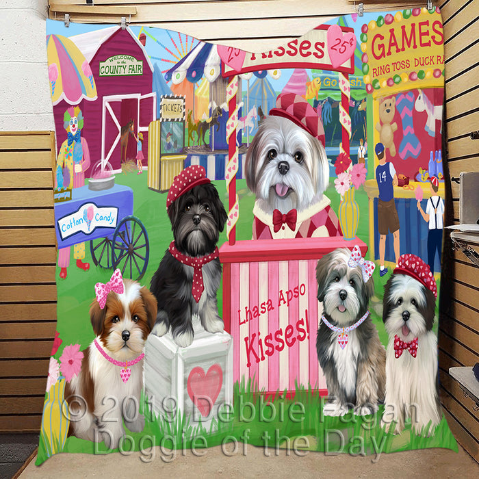 Carnival Kissing Booth Lhasa Apso Dogs Quilt
