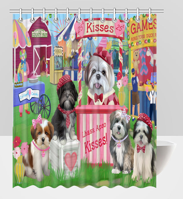 Carnival Kissing Booth Lhasa Apso Dogs Shower Curtain