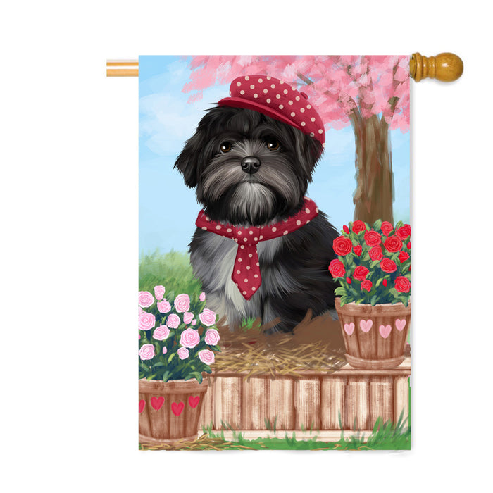 Personalized Rosie 25 Cent Kisses Lhasa Apso Dog Custom House Flag FLG64885