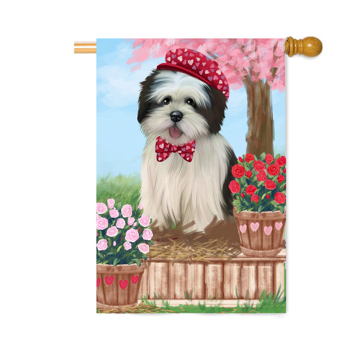 Personalized Rosie 25 Cent Kisses Lhasa Apso Dog Custom House Flag FLG64886