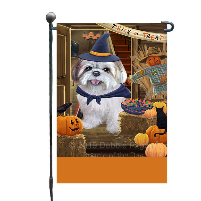 Personalized Enter at Own Risk Trick or Treat Halloween Lhasa Apso Dog Custom Garden Flags GFLG-DOTD-A59630