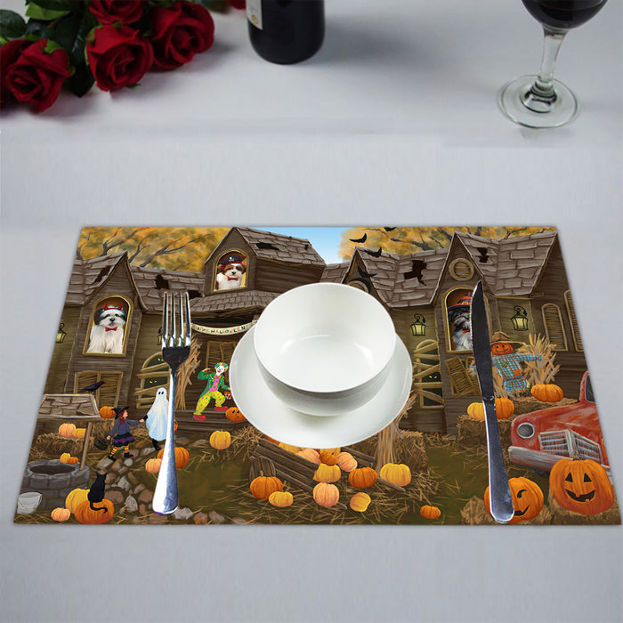 Haunted House Halloween Trick or Treat Lhasa Apso Dogs Placemat