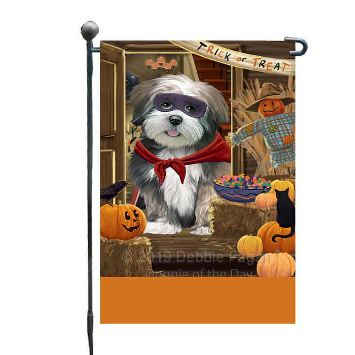 Personalized Enter at Own Risk Trick or Treat Halloween Lhasa Apso Dog Custom Garden Flags GFLG-DOTD-A59632