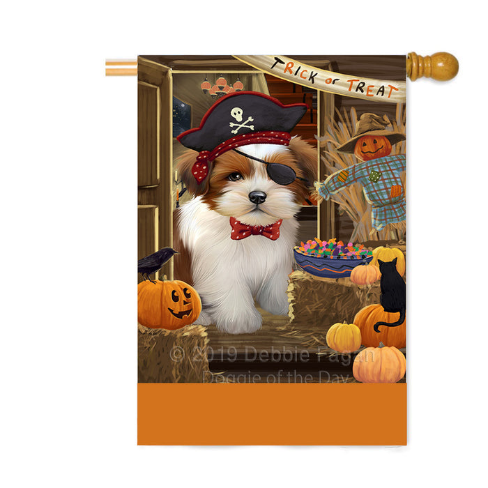 Personalized Enter at Own Risk Trick or Treat Halloween Lhasa Apso Dog Custom House Flag FLG-DOTD-A59689