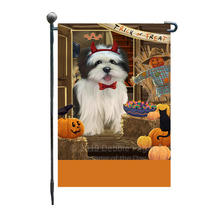 Personalized Enter at Own Risk Trick or Treat Halloween Lhasa Apso Dog Custom Garden Flags GFLG-DOTD-A59634