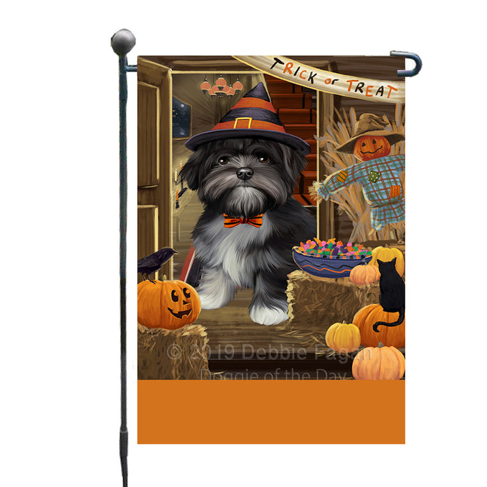 Personalized Enter at Own Risk Trick or Treat Halloween Lhasa Apso Dog Custom Garden Flags GFLG-DOTD-A59635