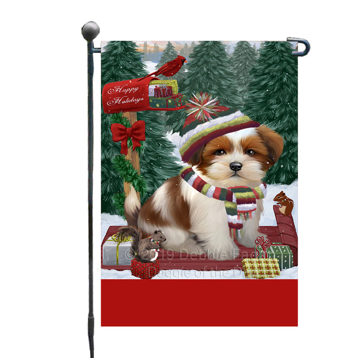 Personalized Merry Christmas Woodland Sled  Lhasa Apso Dog Custom Garden Flags GFLG-DOTD-A61621